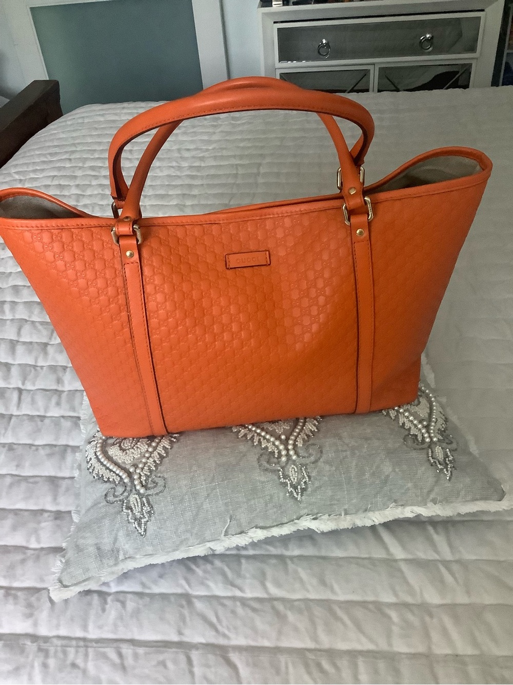 Gucci Microguccissima Joy Orange Leather Tote Bag